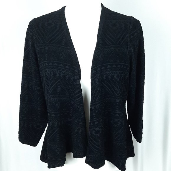 torrid Sweaters - Torrid Black Flocked Jersey Hilo Velour Cardigan
